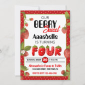 Fraise 4e anniversaire de fête Invitation (Devant)