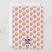 Fraise Anniversaire bleu rose carte d'invitation (Dos)