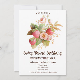 Fraise Anniversaire Boho Pink Invitation