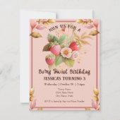 Fraise Anniversaire Boho Pink Invitation (Devant)