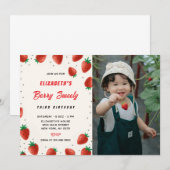 Fraise Anniversaire Invitation Whale Photo (Devant / Derrière)