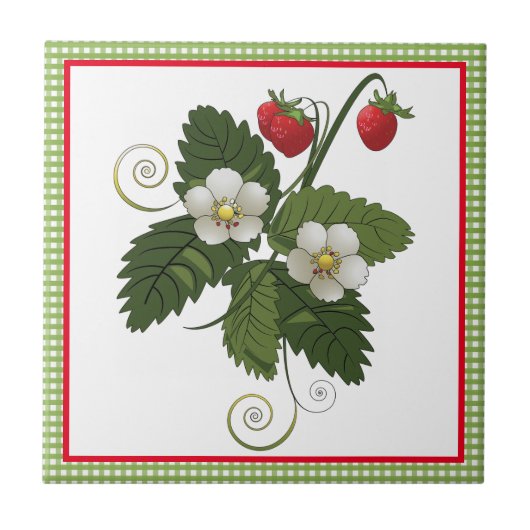 Fraise avec décor de cuisine à carreaux (Devant)