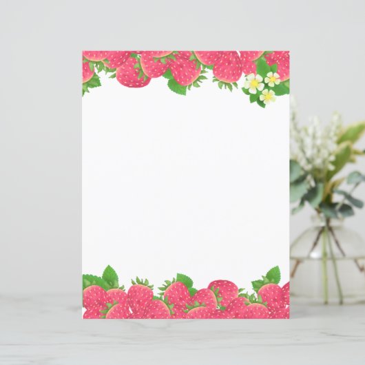 Fraise Avec Fleurs Papier À Papier À Papier (Debout devant)