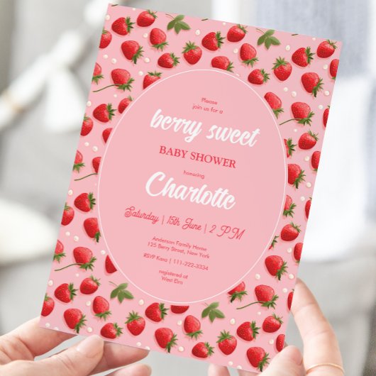 Fraise Berry Baby shower doux Invitation