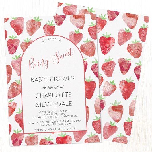 Fraise Berry Baby shower doux Invitation
