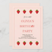 Fraise Berry Invitation de fête d'anniversaire (Devant / Derrière)