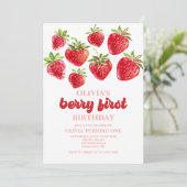 Fraise Berry Invitation d'un premier anniversaire (Debout devant)