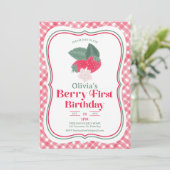 Fraise Berry Invitation d'un premier anniversaire (Debout devant)