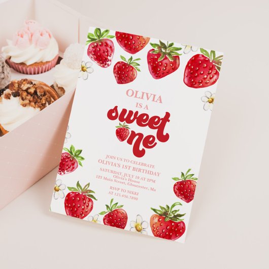 Fraise Berry Invitation d'un premier anniversaire
