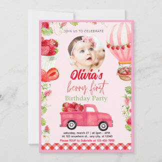 Fraise Berry Invitation d'un premier anniversaire