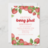 Fraise Berry Invitation d'un premier anniversaire (Devant)