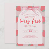 Fraise Berry Première Invitation fille anniversair (Devant / Derrière)