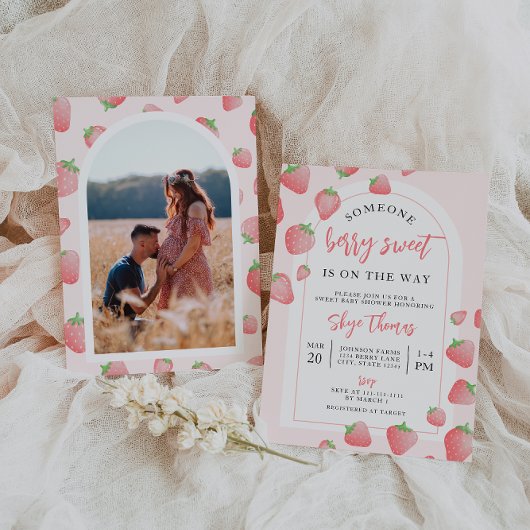 Fraise Berry Sweet Boho Baby shower Invitation