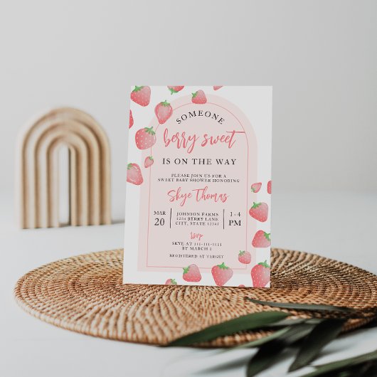 Fraise Berry Sweet Boho Baby shower Invitation