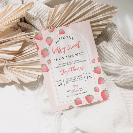 Fraise Berry Sweet Boho Baby shower Invitation