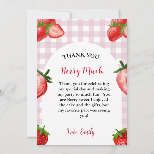 Fraise Berry Sweet Carte de remerciements d'annive (Devant)