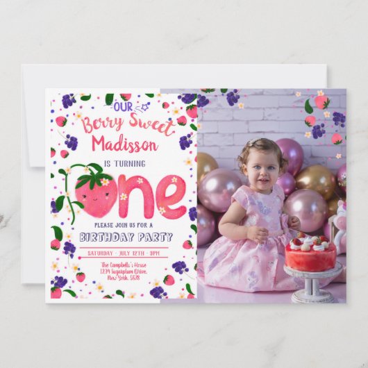 Fraise BerrySweet PREMIER anniversaire Invitation (Devant)