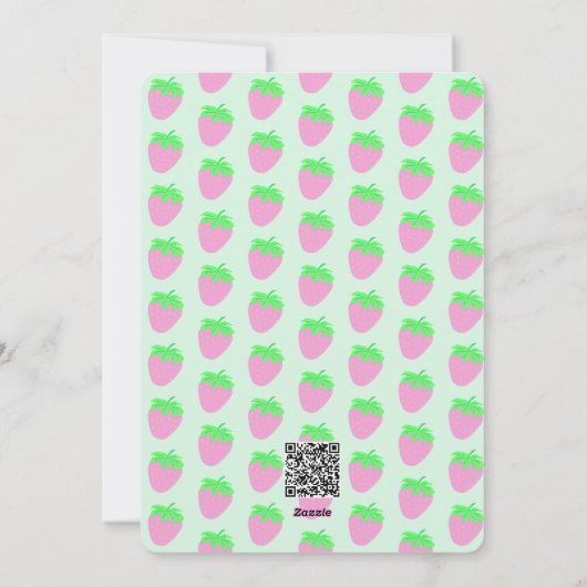 Fraise Birthday Green Blue Invitation card (Dos)