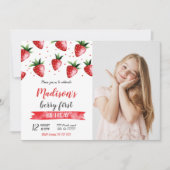 Fraise Birthday Photo Invitation (Devant)