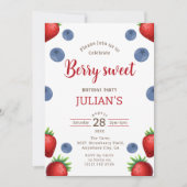 Fraise Blueberry Girl Anniversaire Carte d'invitat (Devant)