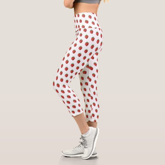 Fraise | Capri Leggings | Blanc (Gauche)