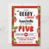 Fraise Cinq Anniversaire Fête Invitation (Devant)