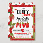 Fraise Cinq Anniversaire Fête Invitation (Devant / Derrière)