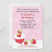 Fraise Cupcake fête d'anniversaire 5x7 Invitation (Devant)