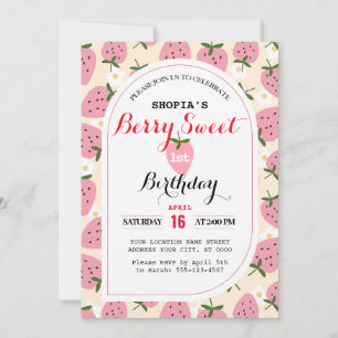 Fraise délice premier anniversaire Invitation