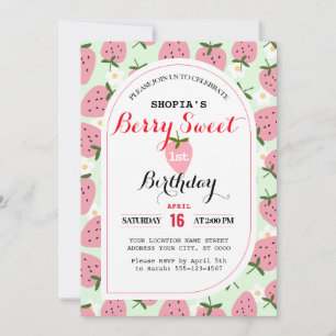 Fraise délice premier anniversaire Invitation