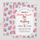 Fraise délice premier anniversaire Invitation (Devant / Derrière)