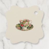 Fraise et fleurs : étiquette cadeau de tasse de th (Dos)