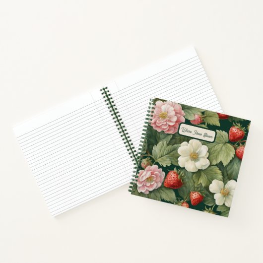 Fraise et fleurs Notes : Carnet Carré (Intérieur)