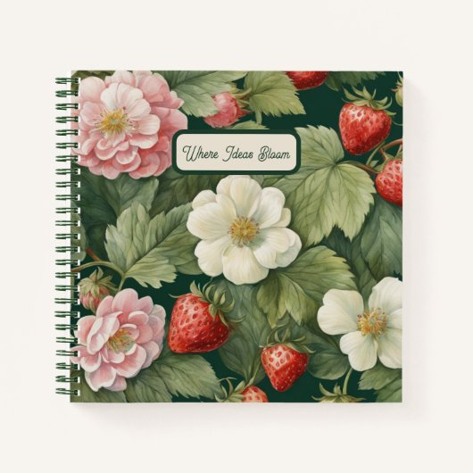 Fraise et fleurs Notes : Carnet Carré (Devant)