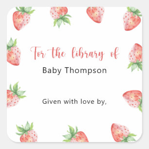 Fraise - Étiquette de livre pour baby shower, livr
