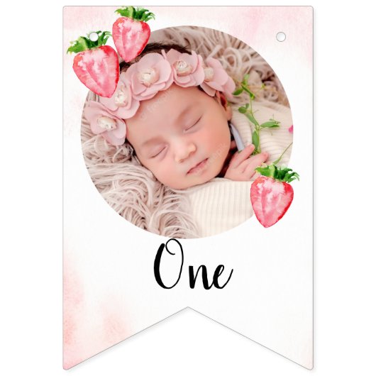 Fraise fleur d'anniversaire drapeaux jalon affiche (Premier drapeau)