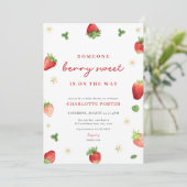 Fraise Girl Berry Baby shower doux Invitation (Debout devant)