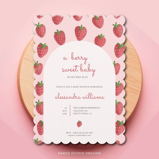 Fraise Girl Berry Baby shower doux Invitation
