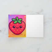 Fraise Kawaii souriante sur Pastel Gradient Backg (Intérieur)