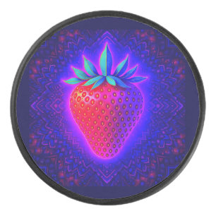 Fraise néon au look de palet de hockey