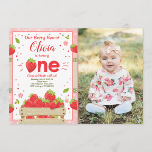 Fraise Premier anniversaire Invitation Fruit d'été