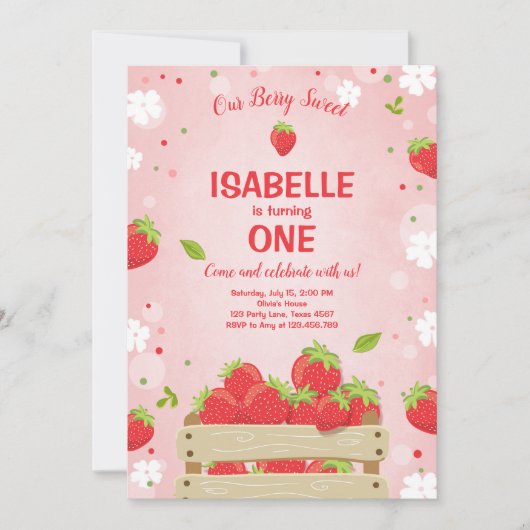 Fraise Premier anniversaire Invitation Fruit d'été (Devant)