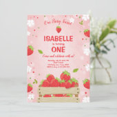 Fraise Premier anniversaire Invitation Fruit d'été (Debout devant)