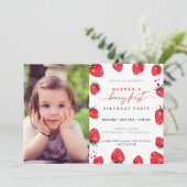 Fraise Premier anniversaire Invitation photo (Debout devant)