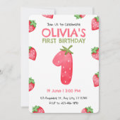 Fraise première fête d'anniversaire Invitation (Devant)