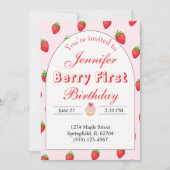 Fraise première invitation anniversaire Berry (Devant)