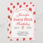Fraise première invitation anniversaire Berry (Devant / Derrière)