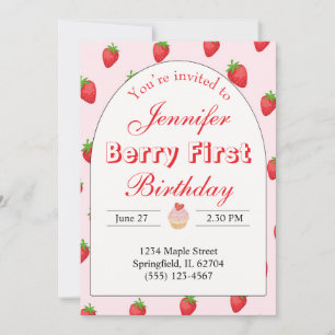 Fraise première invitation anniversaire Berry