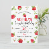 Fraise première invitation anniversaire Berry Swee (Debout devant)