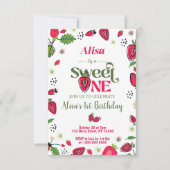 Fraise première invitation fille anniversaire (Devant)